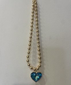 Collar Perla corazón azul