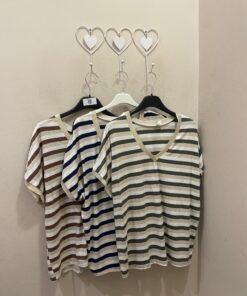 Camiseta pico navy lurex