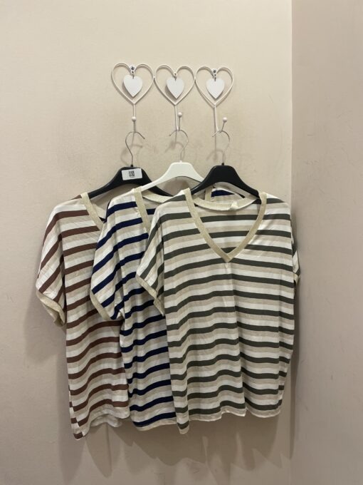 Camiseta pico navy lurex