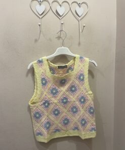 Top crochet celeste y amarillo