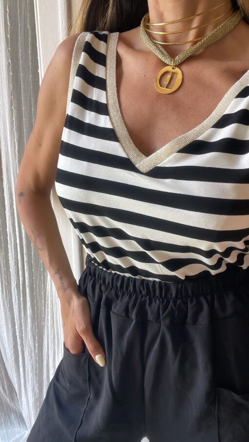 Camiseta tirante navy lurex
