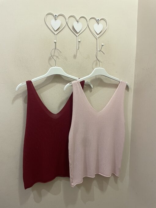 Top punto doble escote