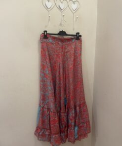 Falda Coral y mint seda