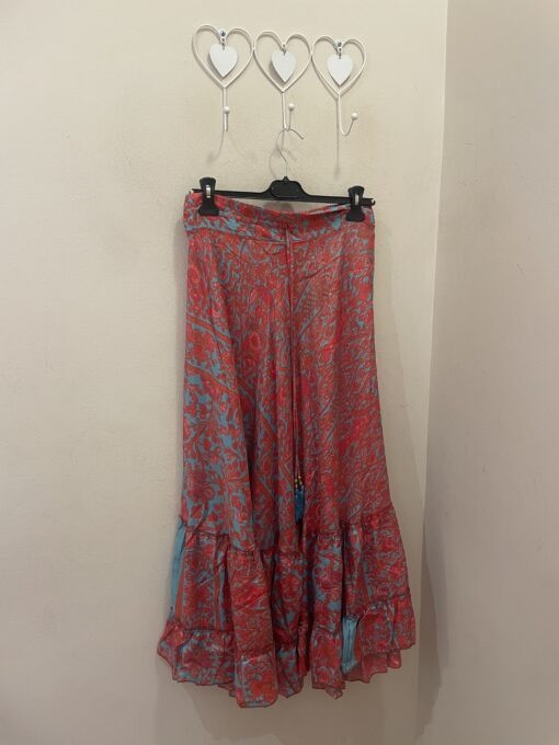 Falda Coral y mint seda