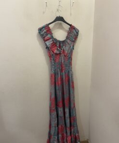Vestido seda Coral y mint
