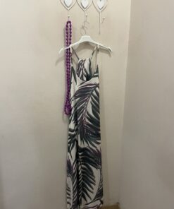 Vestido hoja verde y malva