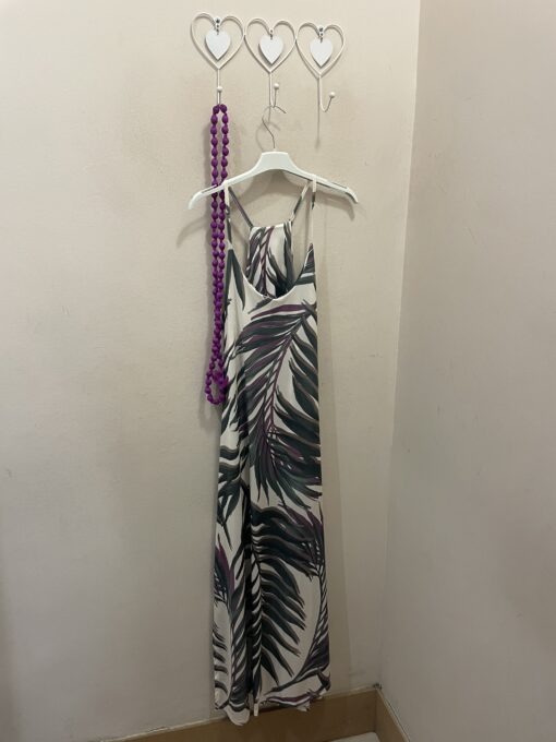Vestido hoja verde y malva