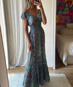 Vestido seda mint coral
