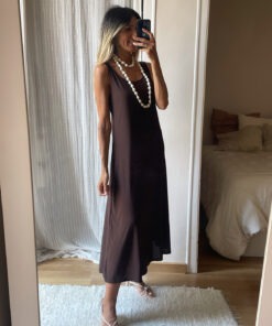 Vestido licra fría chocolate