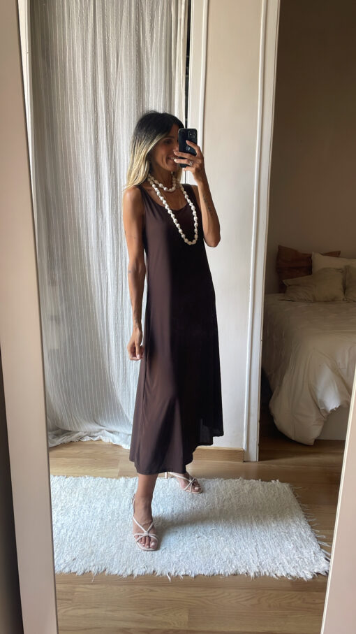 Vestido licra fría chocolate