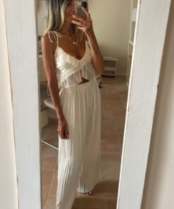 Top volante beige