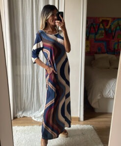 Vestido licra fría manga 3/4