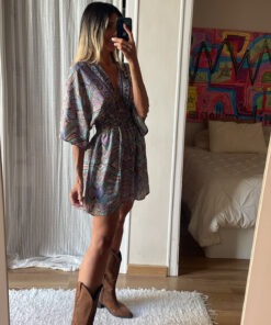 Vestido seda Malva y mint