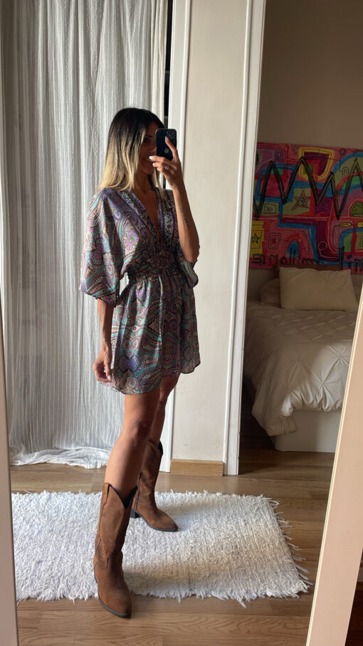 Vestido seda Malva y mint