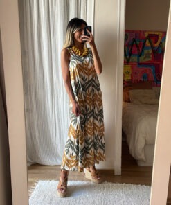 Vestido mostaza y kaki
