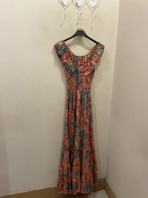 Vestido seda tonos naranja