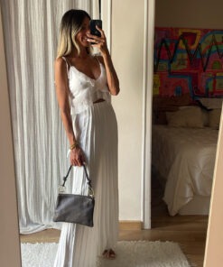 Pantalón plisado blanco