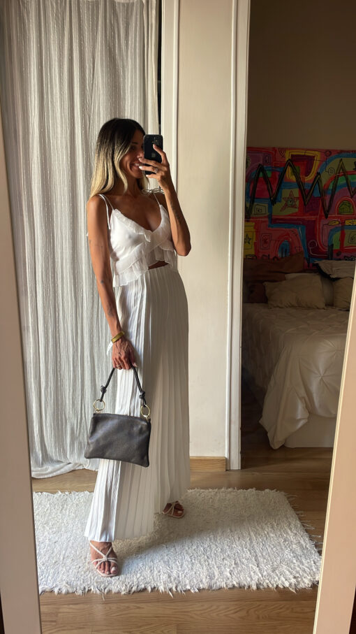 Pantalón plisado blanco