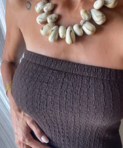 Collar piedra beige y chocolate