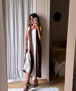 Vestido chocolate y beige