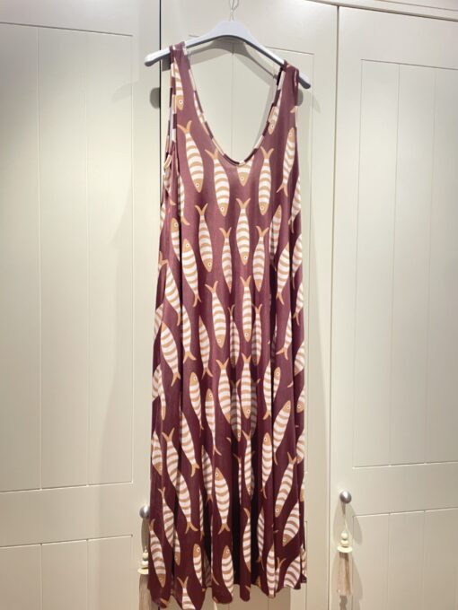 Vestido pez chocolate y mostaza