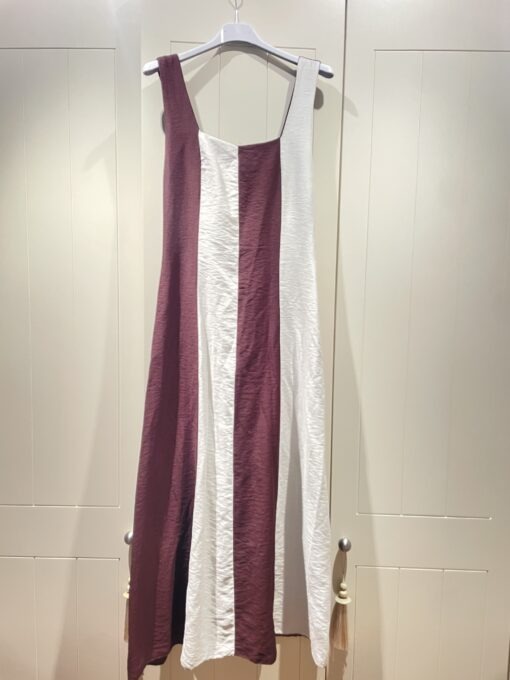 Vestido chocolate y beige