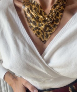 Conjunto collar y pendiente animal print