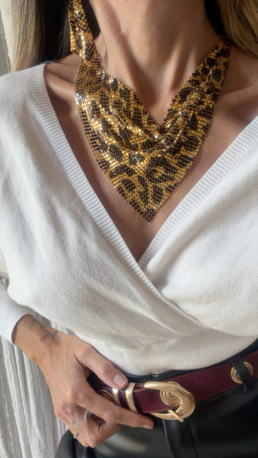 Conjunto collar y pendiente animal print