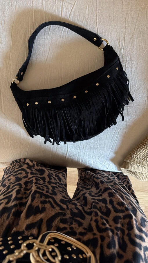 Bolso piel flecos
