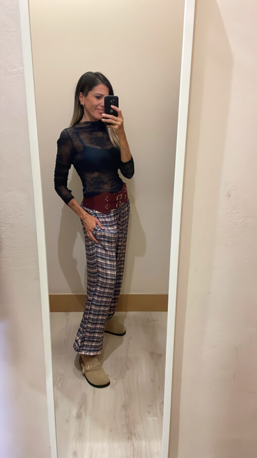 Pantalón bombacho raso cuadros