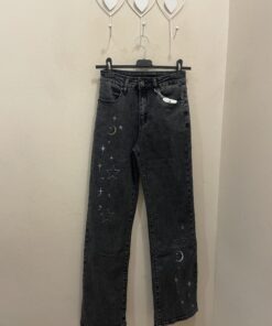 Tejano gris luna y estrella bordado