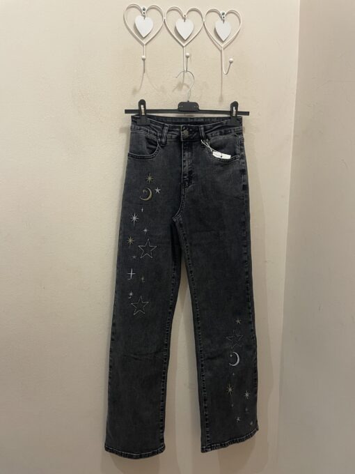 Tejano gris luna y estrella bordado
