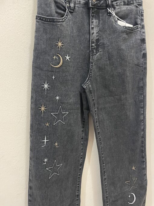 Tejano gris luna y estrella bordado - Imagen 2