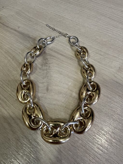 Collar eslabón oro y plata