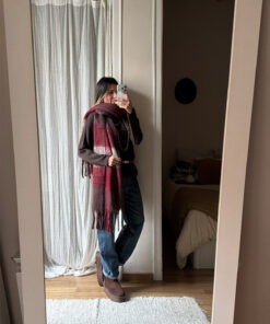 Maxi bufanda chocolate y granate