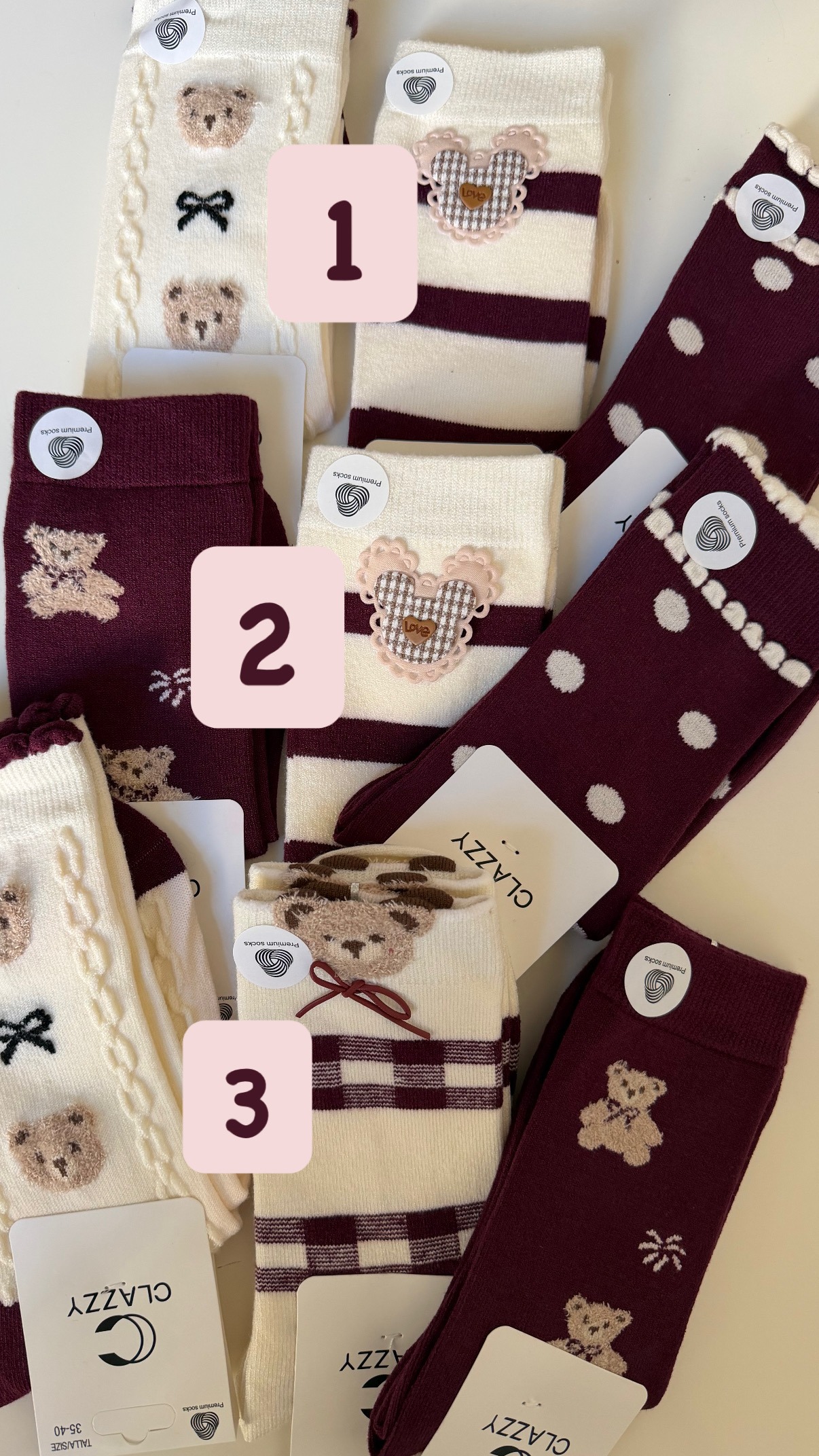 Pack calcetín granate