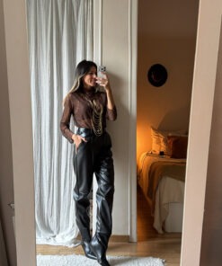 Pantalón balón ecopiel negro