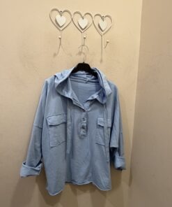 Sudadera bolsillos capucha celeste