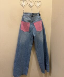 Tejano bolsillo brillo rosa