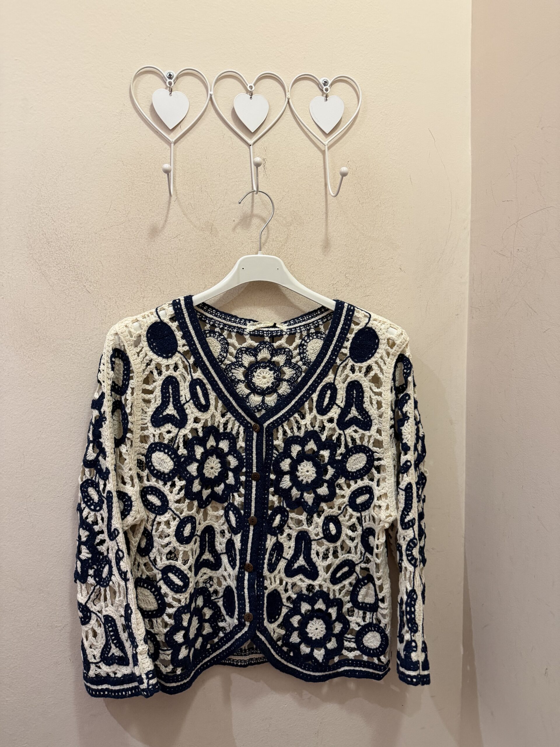 Cárdigan guipur marino