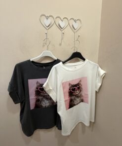 Camiseta gato gafas corazón