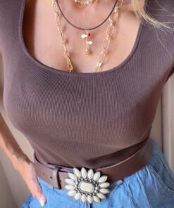 Top punto fino escote