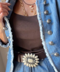 Cinturón piel chocolate hebilla