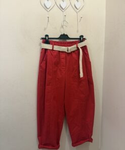 Pantalón globo cinturón beige