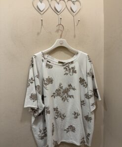 Camiseta flores Taupe