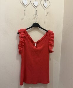 Camiseta canalé volante rojo