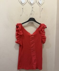 Alternative view of Camiseta canalé volante rojo