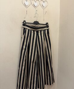 Pantalón rayas negra y beige