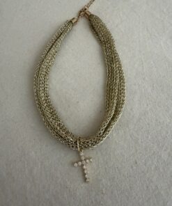 Collar malla Cruz brillantes