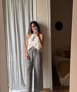 Pantalón elástico cintura rayas